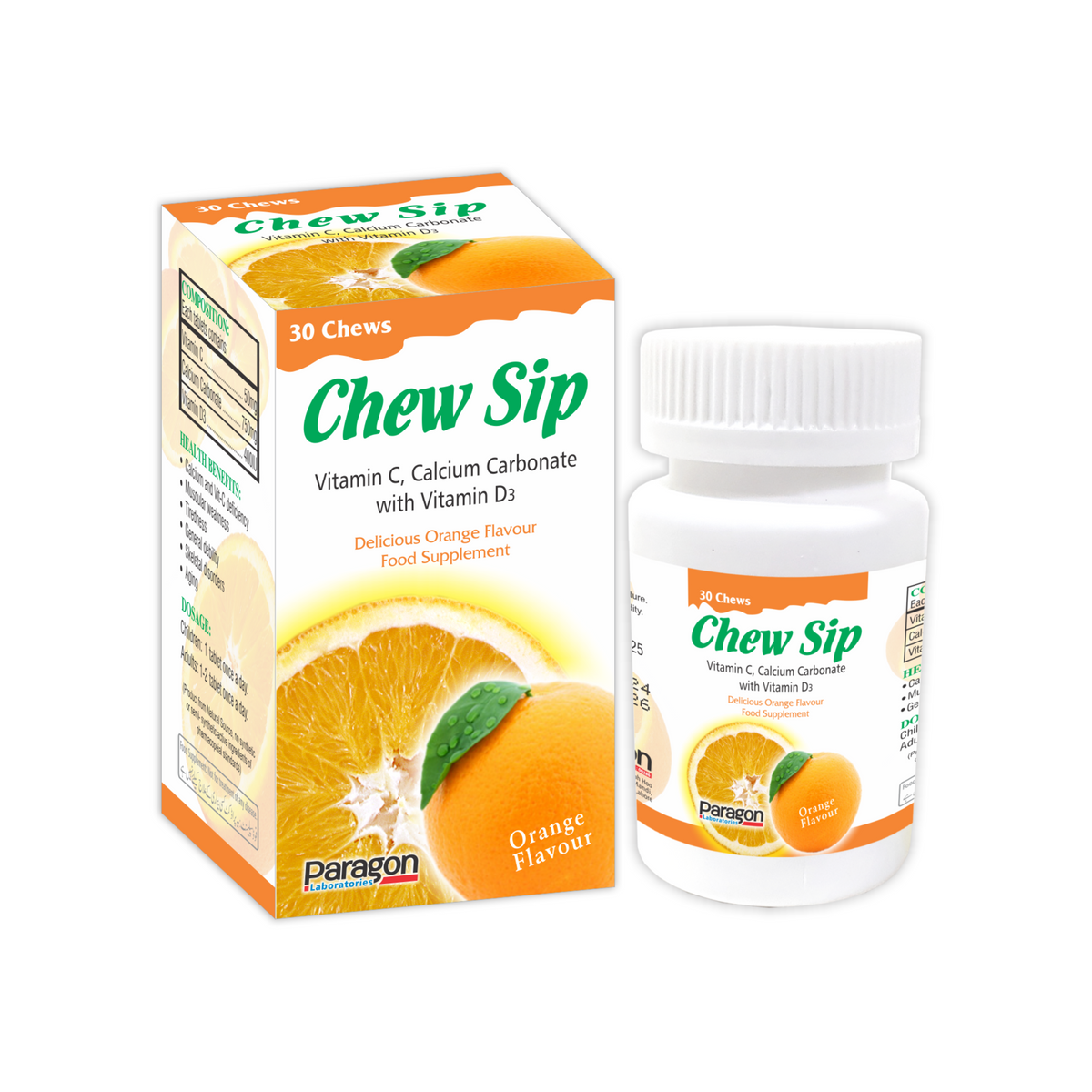 Chewcal CHEWSIP – Calcium & Vitamin C Chewable Tablets for Strong Bones ...