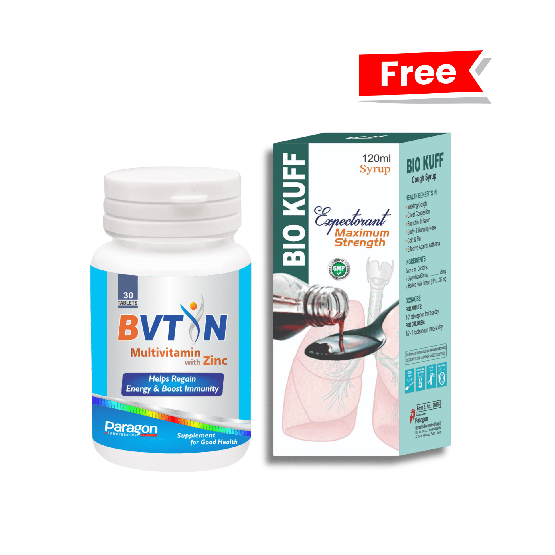 Bvtin Tablets + Biokuff Syrup - Paragon Laboratories